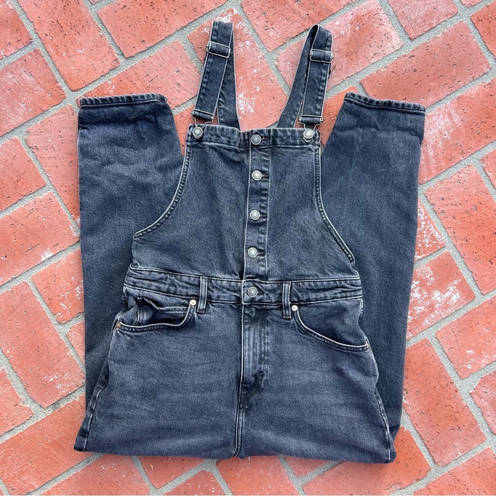 Free People Black Denim Overalls Size 30